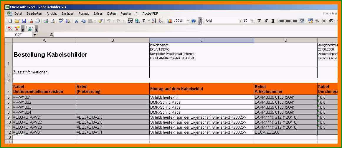 16 bestellung vorlage excel