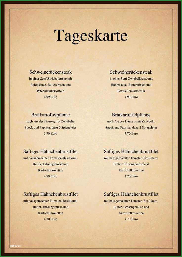 18 speisekarte vorlage kostenlos