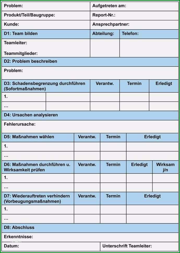 4d report vorlage elegant 8d methode fehler erkennen losungen etablieren