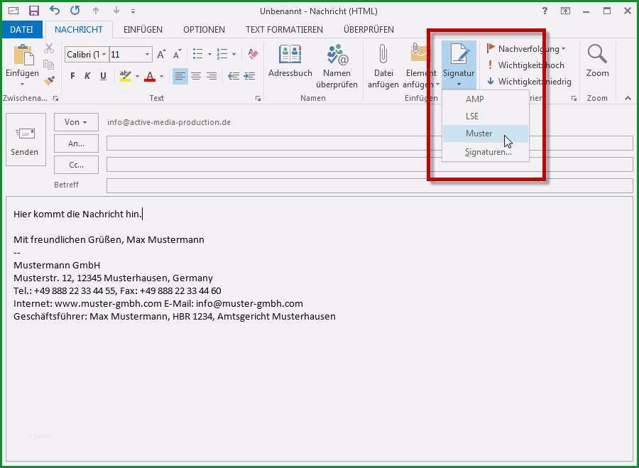 e mail signatur vorlage geschaftlich