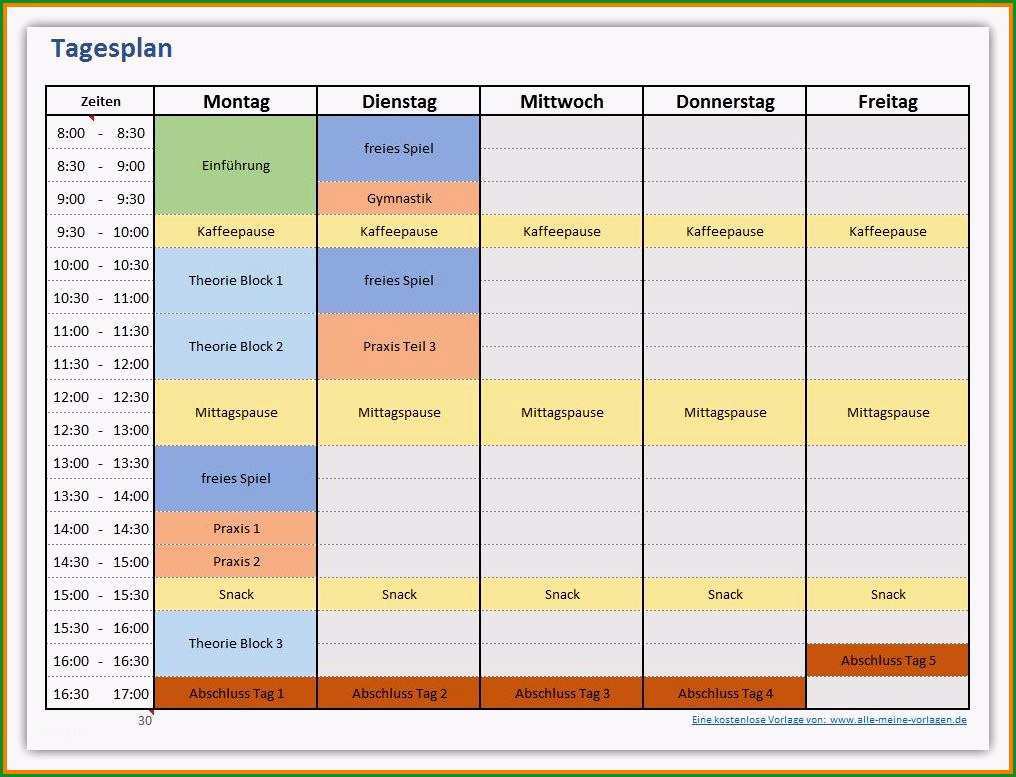 7 vorlage wochenplan excel