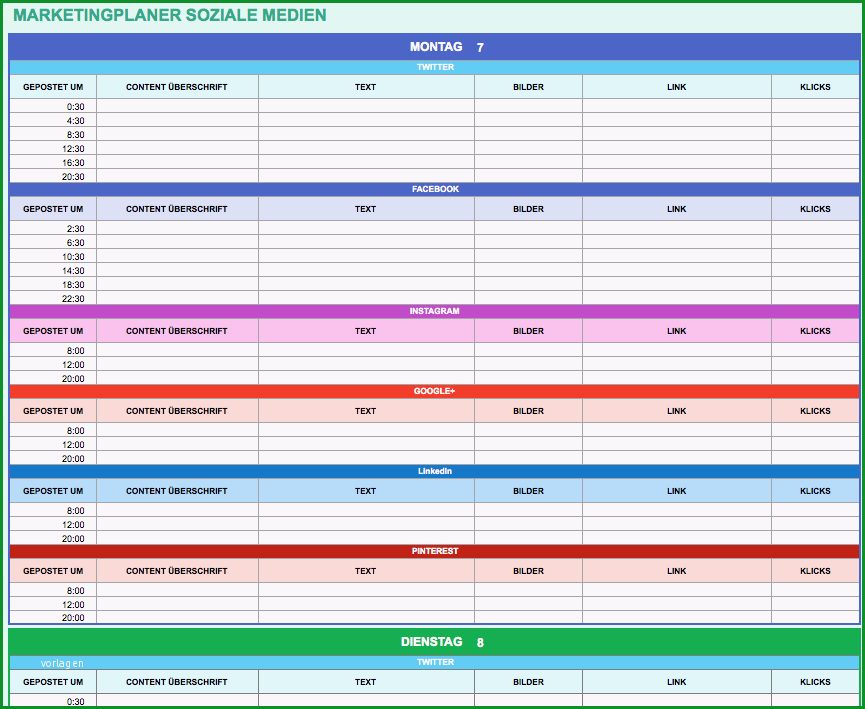 kostenlose Excel Vorlagen fuer Marketingkalender