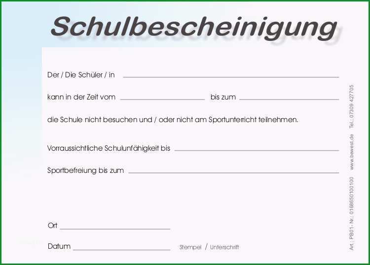 Aerztliche Bescheinigung Schulbescheinigung Sportunfaehigkeit A6