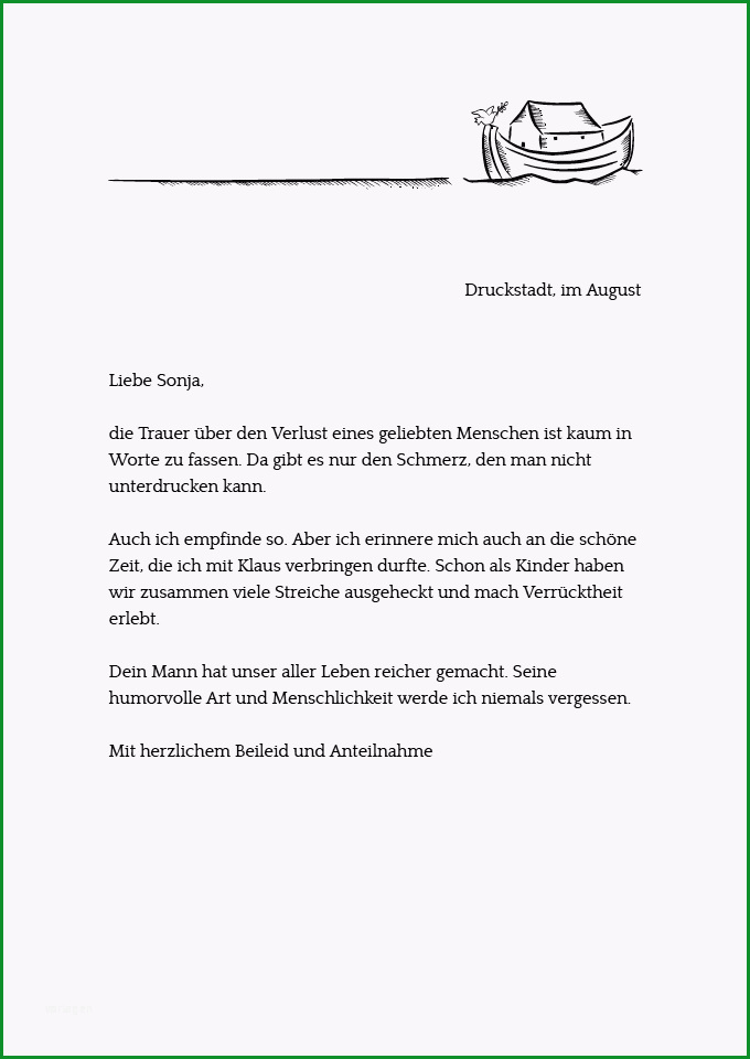 kondolenzbrief zum ausdrucken