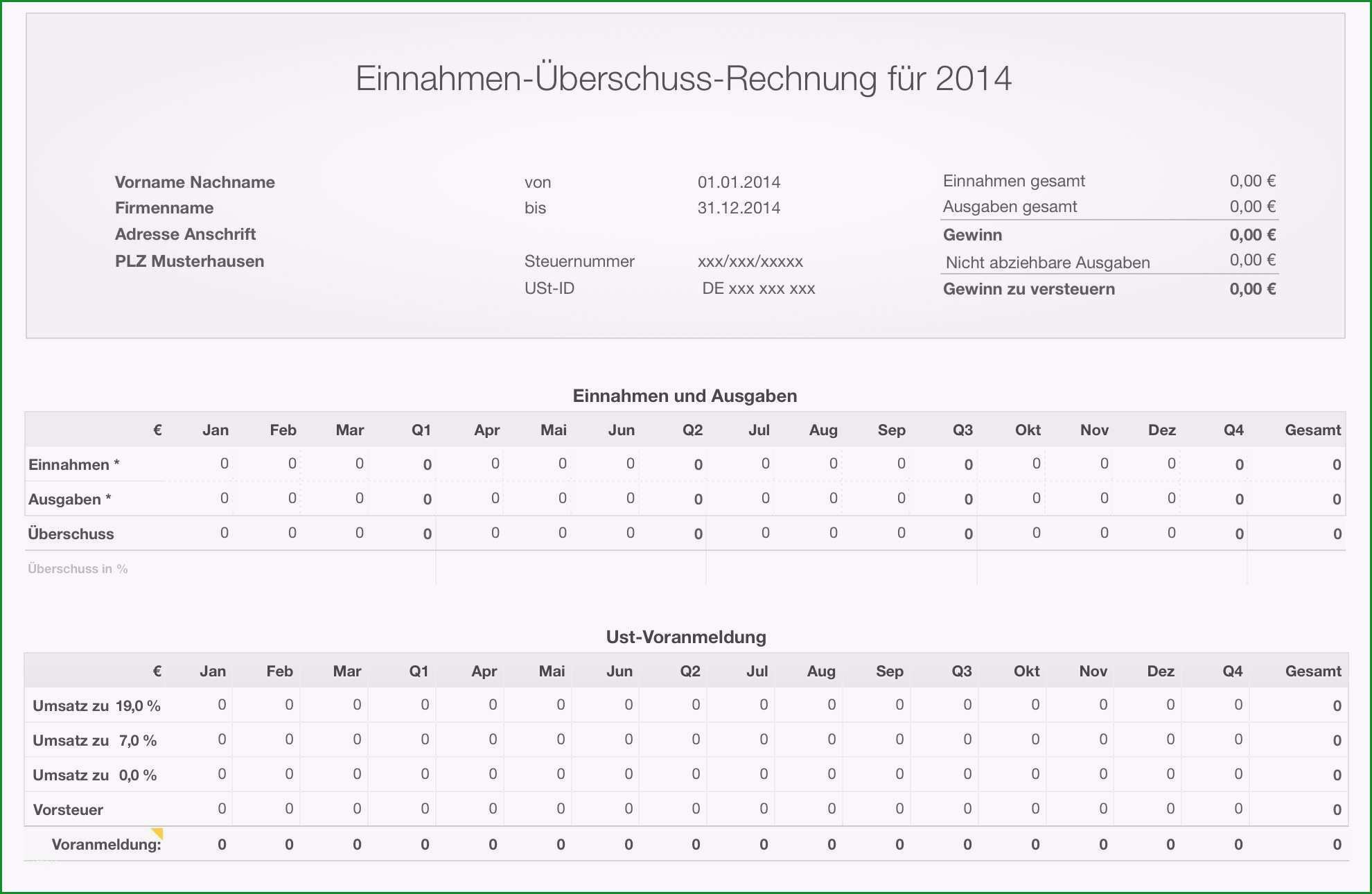 einnahme uberschuss rechnung vorlage wunderbar numbers vorlage einnahmen uberschuss rechnung 2014 mit ust