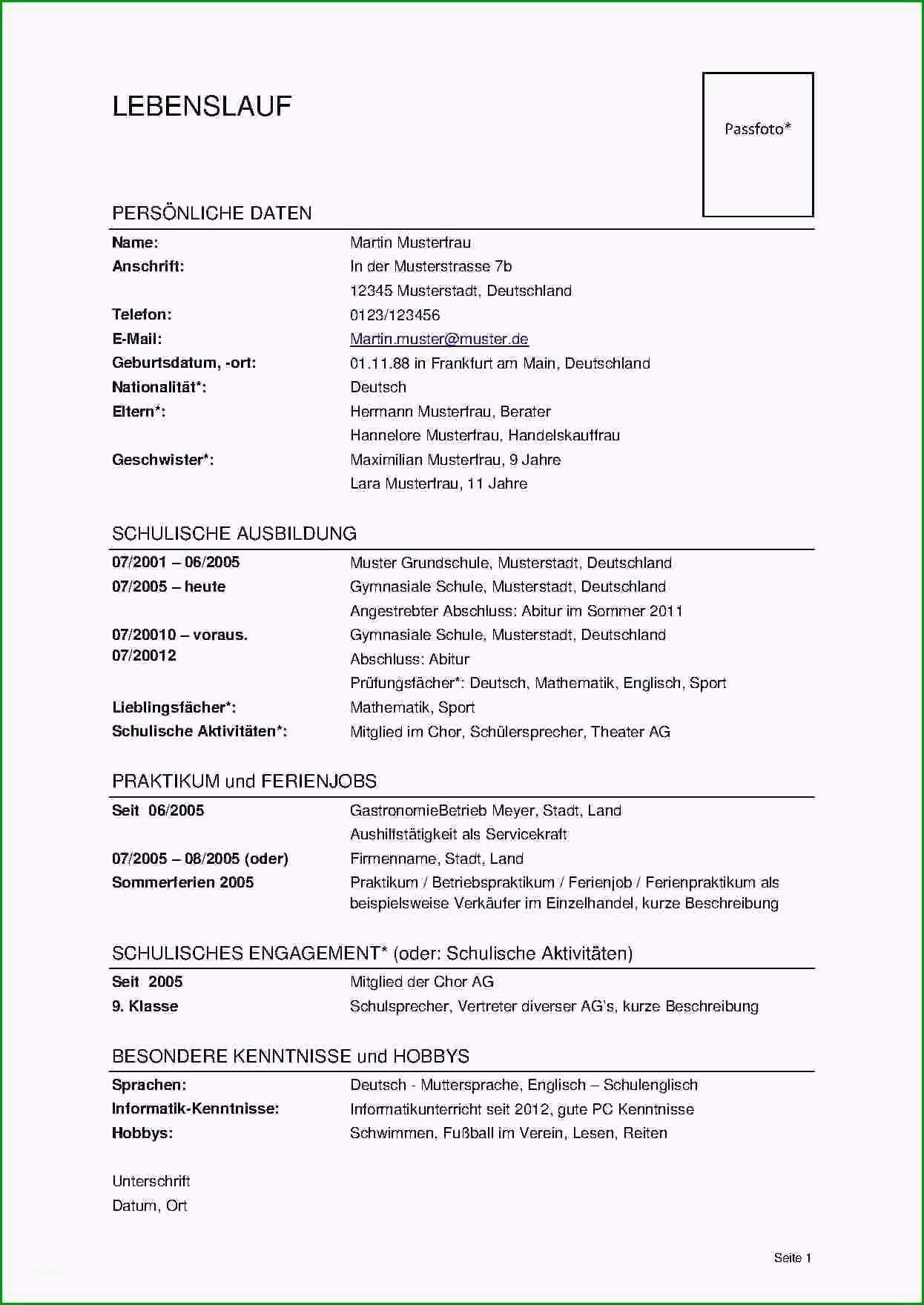 englischer stundenplan vorlage neu 9 schuler lebenslauf