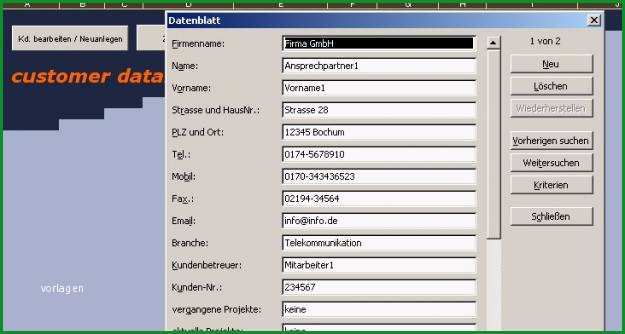 Excel Kundendatenbank