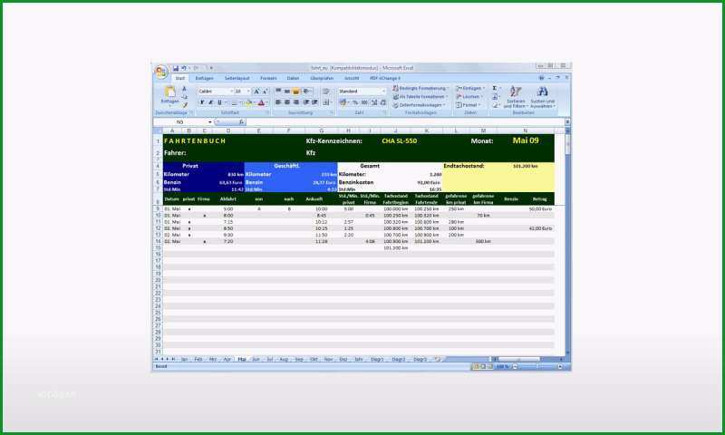 excel vorlage fahrtenbuch 2009