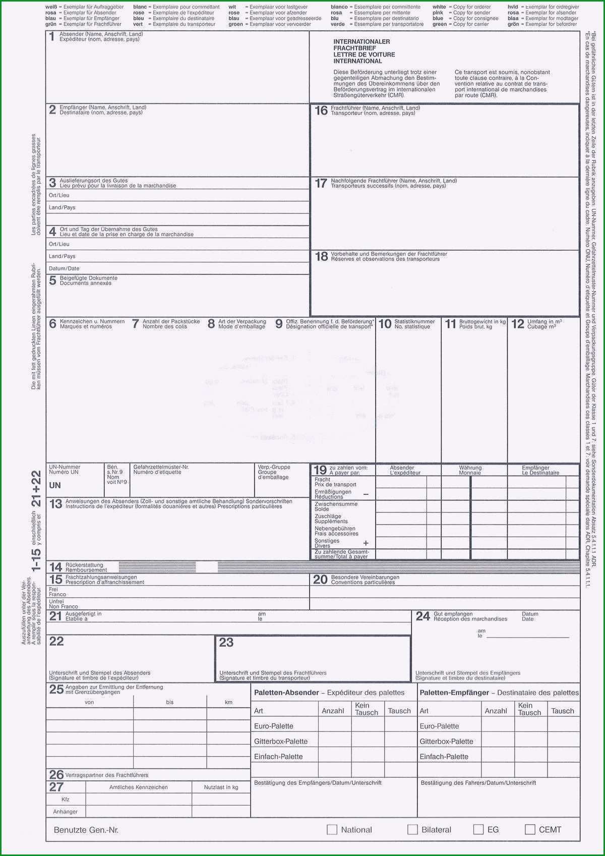 frachtbrief vorlage