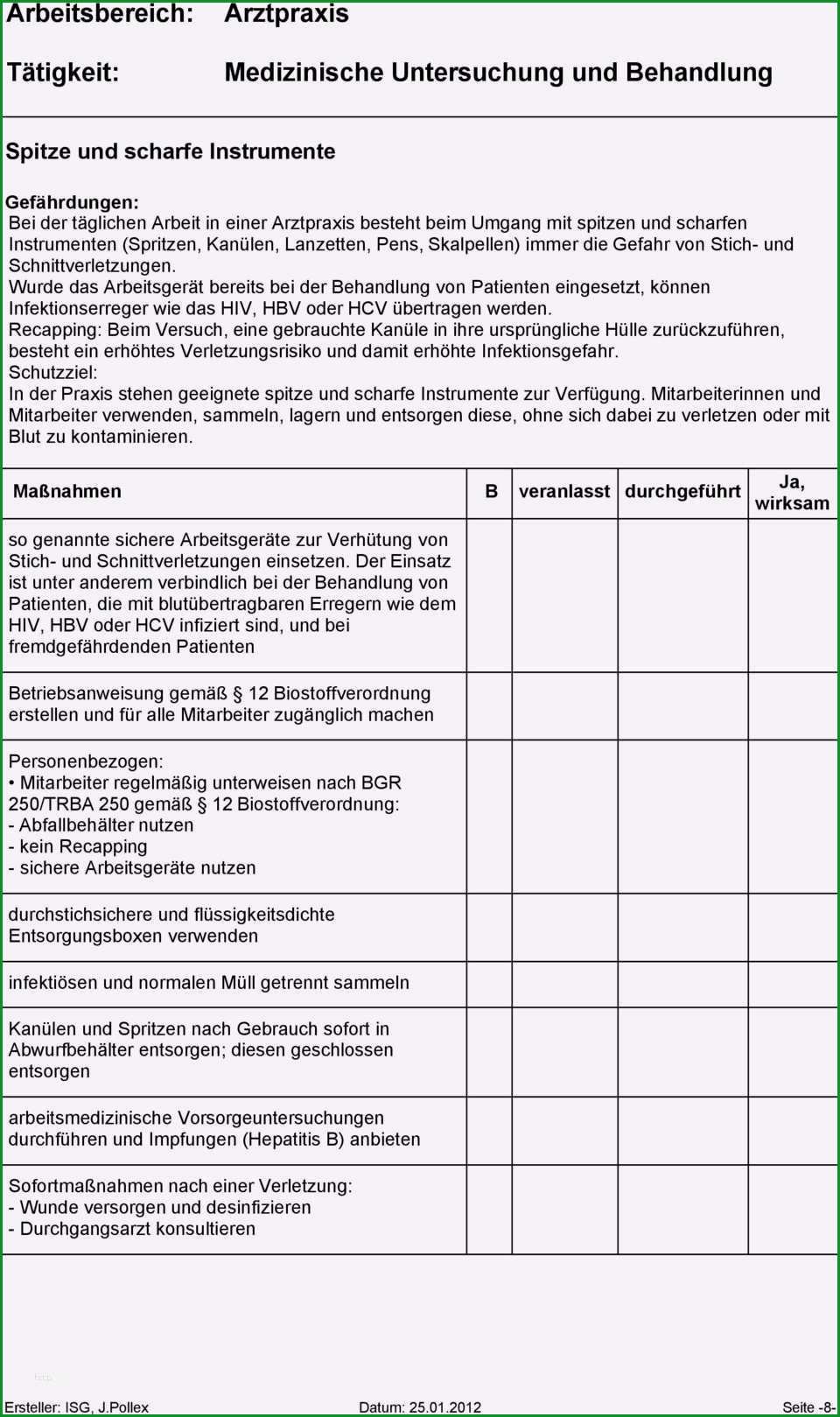 gefahrdungsbeurteilung pdf vorlage genial gefahrdungsbeurteilung pdf