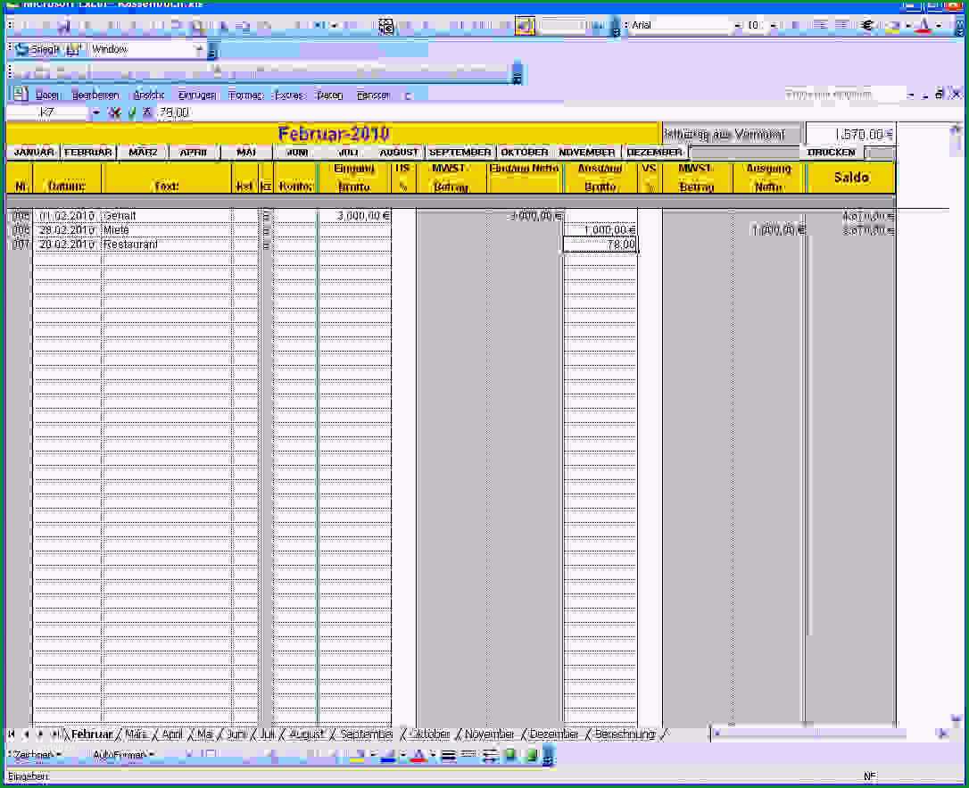 kassenbuch excel vorlage kostenlos