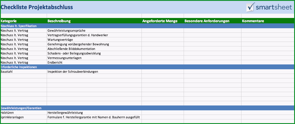 Excel Projektmanagement Vorlagen fuer das Bauwesen