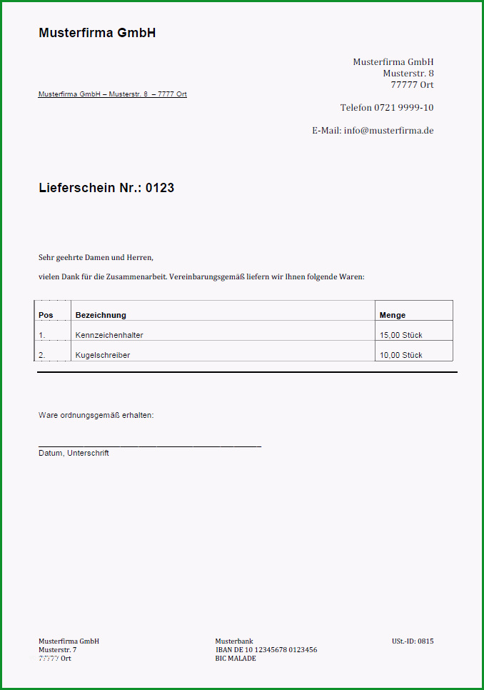 lieferschein vorlagen grundlagen und anleitung