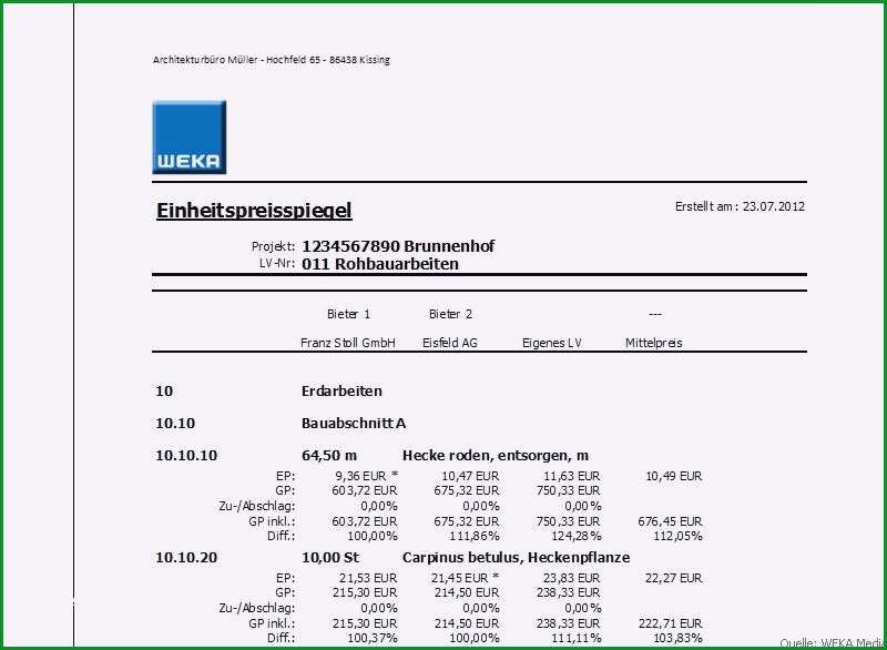 leistungsverzeichnis vorlage