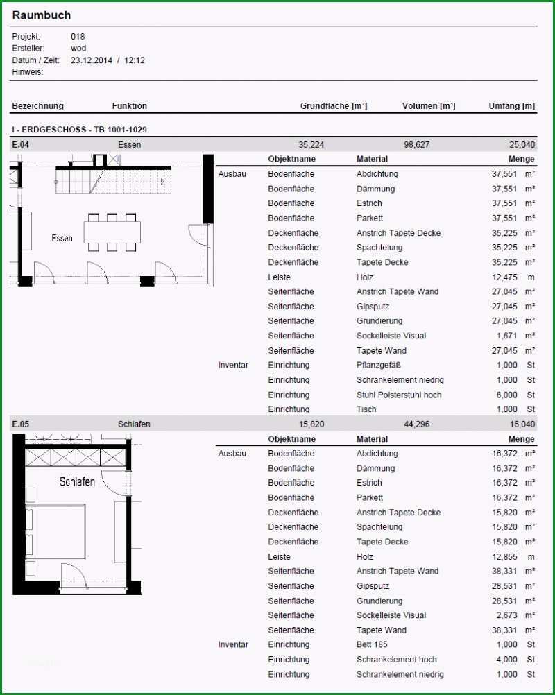 raumbuch and flachenermittlung