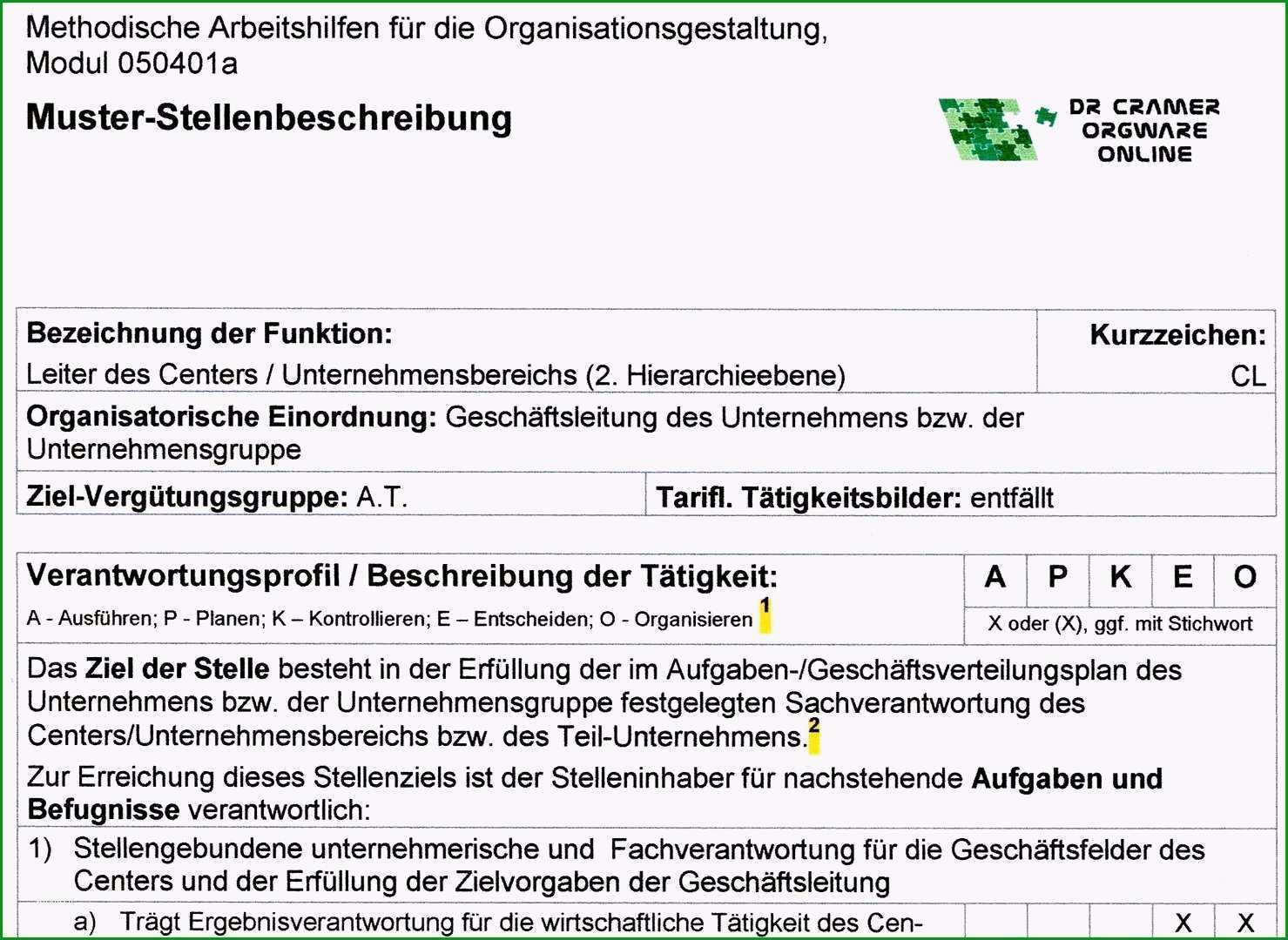 Unvergesslich Stellenbeschreibung Vorlage Ihk Erstaunliche