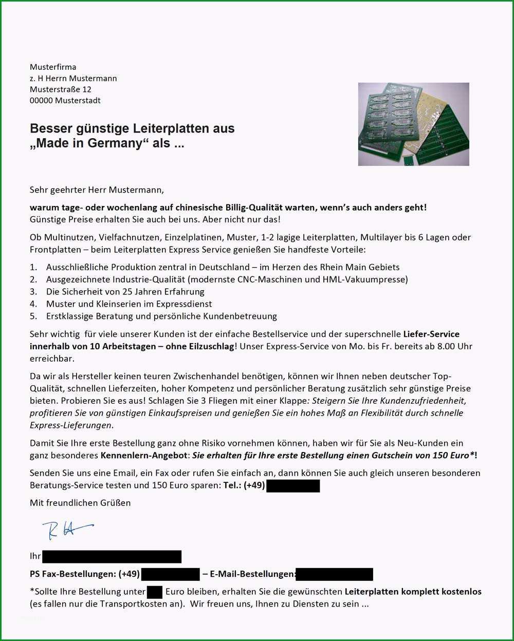 Unvergesslich Werbebrief Vorlage Neukundengewinnung – Vorlagens Download