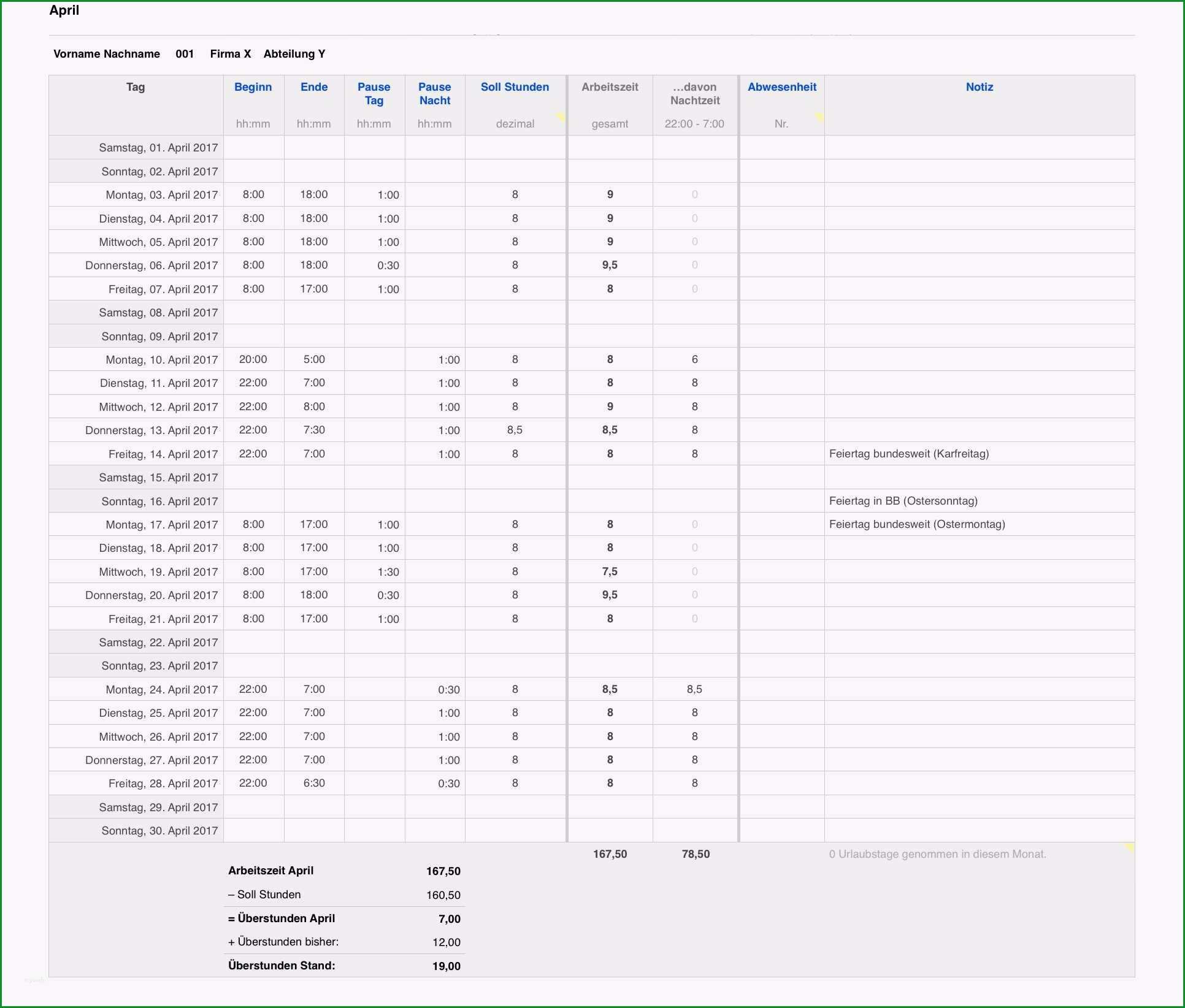 zeiterfassung excel vorlage kostenlos